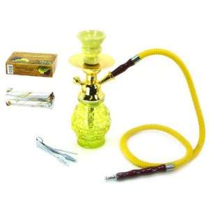   YELLOW 10 GRANDI HOOKAH W/ CHARCOAL & SHISHA   NEW 