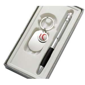  Key Ring W/Chrome Name Plate With Matching Baseball Ball Point 