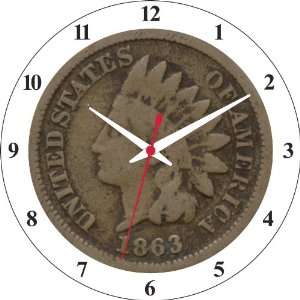  Indian Head Penny with Numbers Clock