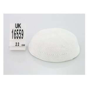  White DMC Knitted Kippah with Two Sets of Air Holes 