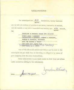 Jacqueline Jackie Kennedy Hand Signed Document Autographed 1968  