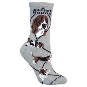  Basset Hound Dog Gray Cotton Ladies Socks 
