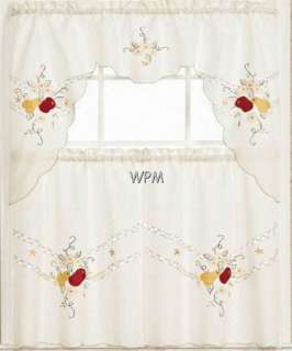   Curtain set/Beige Red apple & Pears Cafe Tier & Swag drapes  