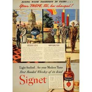   Ad Signet Bonded Whiskey Antique Liquor Bottles   Original Print Ad