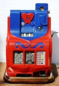 1937   1947 Mills 5 cent Sweetheart QT Slot Machine  