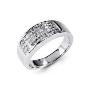    14k Solid White Gold Princess Cut Diamond Wedding Ring Jewelry