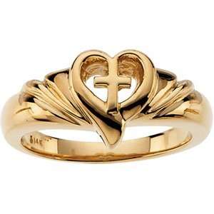  Sterling Silver RING Heart W/cross Ring Jewelry
