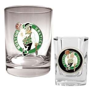  Boston Celtics Rocks Glass & Shot Glass Set   Primary Logo 