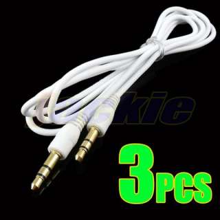 3x 1m Gold 3.5mm Jack Male to Male Plugs Stereo Aux Audio Cable For 