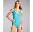 gottex aqua blue ridged mikado v neck one piece swimsuit