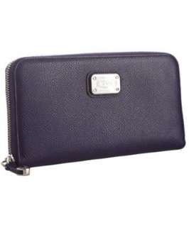 Tods dark lily leather zip Mini D zip continental wallet   