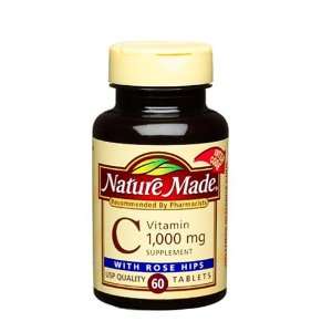  Nature Made Vitamin C 1000mg with Rose Hips, (60 Tablets 