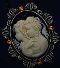 Antique Style Lovely Cuty Victoria Sisters Big Cameo Pendant Necklace 