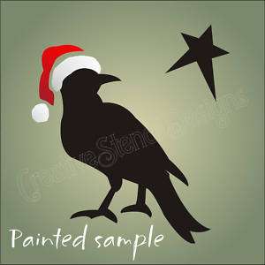 STENCIL Primitive Crow Santa Claus Hat Christmas signs  
