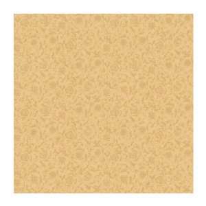   Tonal Wildflowers and Vines Prepasted Wallpaper, Brown/Gold Tone