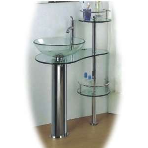  Modern 28 inch Glass Bathroom Vanity with Stainless Steel 