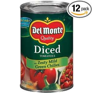 Del Monte Tomato with Diced Green Chili, 14.5 Ounce Packages (Pack of 