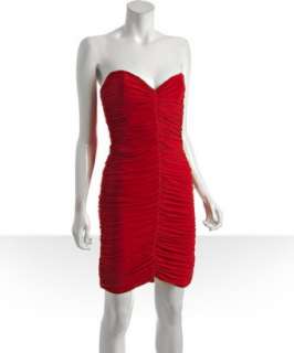 Nicole Miller red jersey butterfly pleated strapless dress   