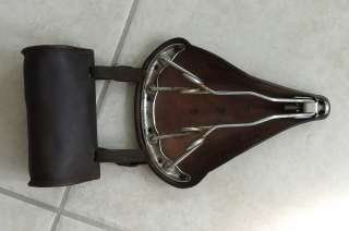 Nice   Brooks B 72 bicycle saddle/seat with leather tool bag   vintage 