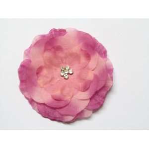 Pink Two Tone 3.3 Jeweled Center Flower Hair Clip Hair Accessories 