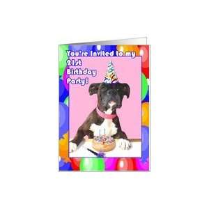  21th Birthday Party invitation boxer dog Card Toys 