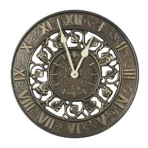  12 Inch Outdoor Ivy Silhouette Wall Clock Patio, Lawn 