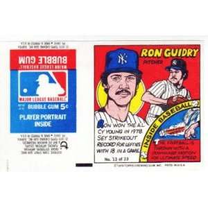   Topps Test Issue Uncut Comic Wrapper Ron Guidry
