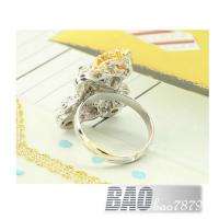 Korea Style Lovely Silver Gold Crown Bear Ring Gift Accessory  