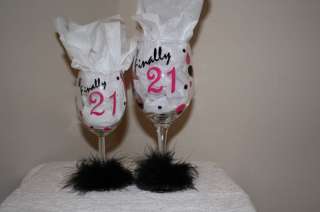 Happy Birthday Wine Glasses for 21, 30, 40, 50  