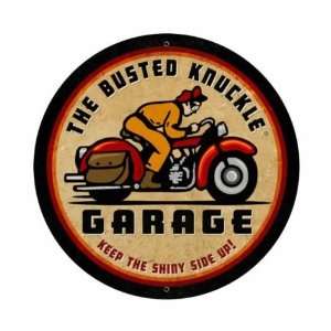 LARGE Busted Knuckle Garage Vintage Metal Sign Shop Motorcycle 28 X 28 