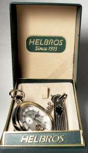 Helbros Skeleton 17 jewel Mechanical Pocket Watch New  