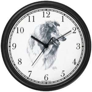 Rough Collie Dog (MS) Wall Clock by WatchBuddy Timepieces (Black Frame 