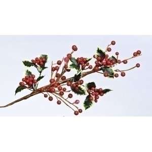   Lighted B/O Holly Berry Christmas Pick Branches 24