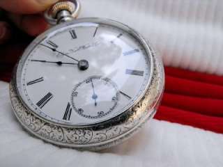 1890 ELGIN G.M.WHEELER 15J in COIN SILVER ORNATE CASE   PERFECT DIAL 