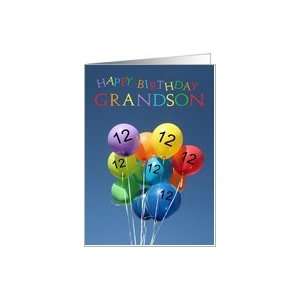    12th Birthday Card for Grandson colored balloons Card Toys & Games
