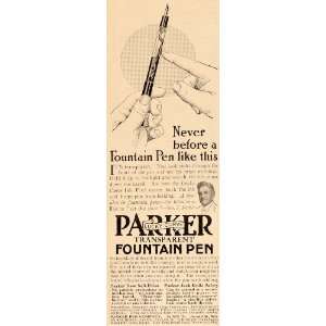  1914 Ad Parker Lucky Curve Transparent Fountain Pen 