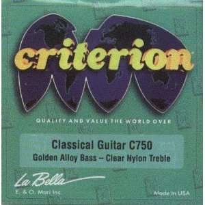 La Bella Classical Guitar Clear Nylon/Golden Alloy, C750