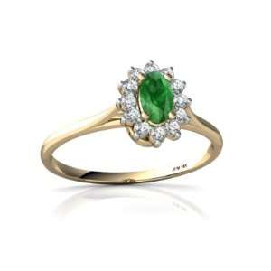  14K Yellow Gold Oval Genuine Emerald Ring Size 5 Jewelry