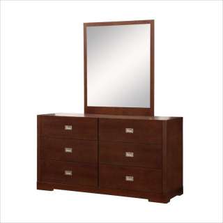 Allora Furniture Brooklyn Wood Dresser and Mirror in Walnut [375192]