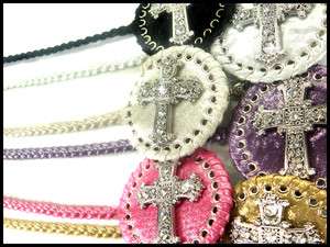   CRYSTAL BLING GOTHIC CROSS SILVER BRAIDED CHAIN THIN HIP BELT  
