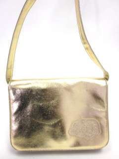 AUTH VINT CARLOS FALCHI Metallic Gold Leather Handbag  