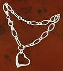 Ladies Sterling Silver 925 Italy Floating Open Heart Charm Bracelet