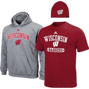 Wisconsin Badgers Youth adidas Red Cap, Hoodie & Tee, 3 Pack Set 