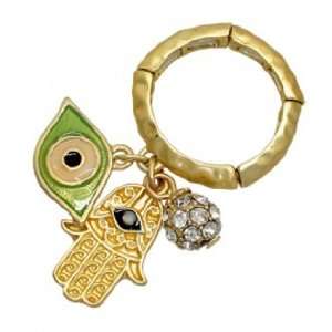   With Green Evil Eye and Hamsa Charms   One Size Fits Most Jewelry