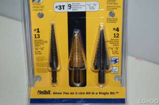 New Irwin Brand Unibit 3 Piece Step Drill Set 15504SM  