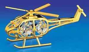  Helicopter 24k Gold Swarovski Crystal Ornament Figure 