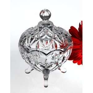  MULTI CUT CRYSTAL FOOTED BOX WITH COVER