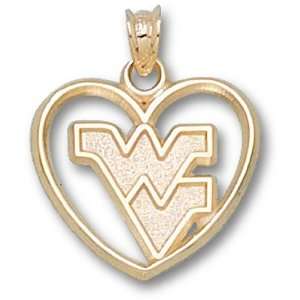  West Virginia University Pendant   10K Gold Heart Wv 5/8 