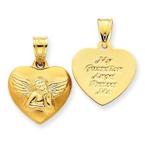 14kt 9/16in Angel Heart Charm/14kt Yellow Gold Jewelry