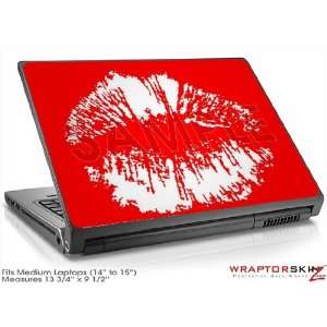  Medium Laptop Skin Big Kiss Lips White on Red Electronics